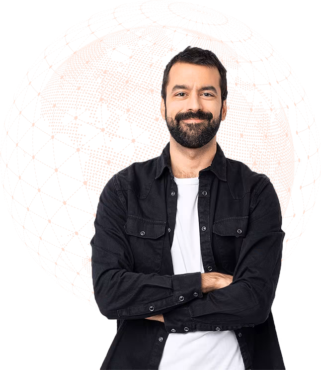 Contact illustration of a person with the Earth